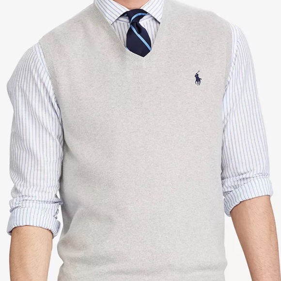 Ralph Lauren Light Gray V-Neck Sweater - Picture 10 of 11